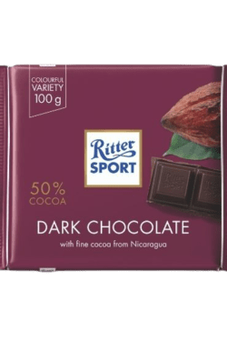 Socola - Socola đen 50% cacao Ritter Sport thanh 100g RSB03